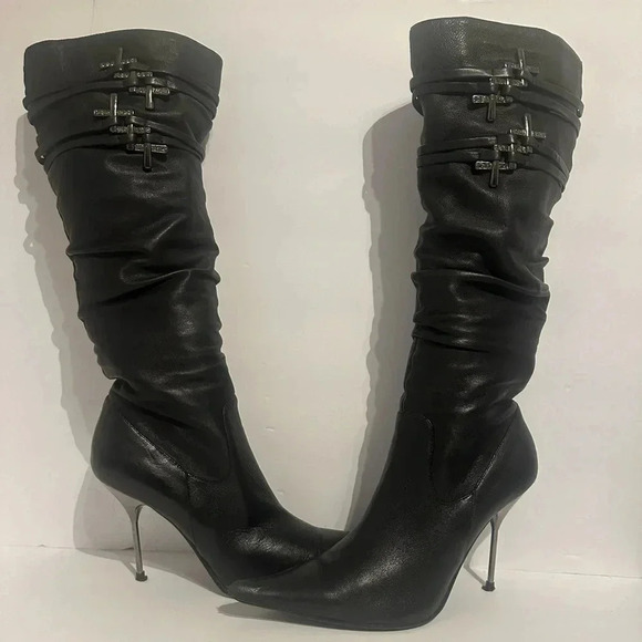 Over the knee Italian suede stiletto boots! With fur Size 38 - Picture 1 of 9